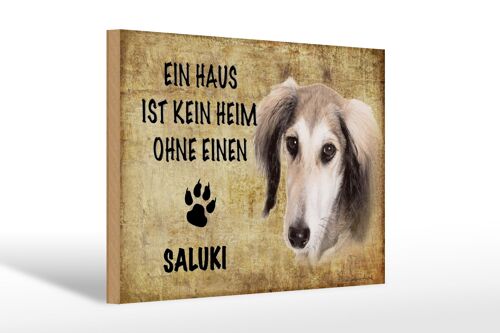 Holzschild Spruch 30x20cm Saluki Hund ohne kein Heim