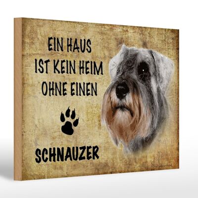 Cartel de madera que dice Perro Schnauzer 30x20cm sin hogar