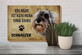 Panneau en bois disant 30x20cm Chien Schnauzer sans maison 3