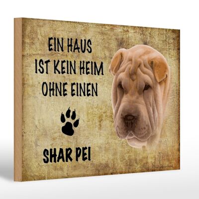 Cartel de madera que dice regalo perro Shar Pei 30x20cm