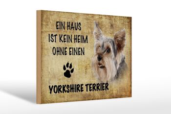 Panneau en bois indiquant un chien Yorkshire Terrier 30x20cm 1