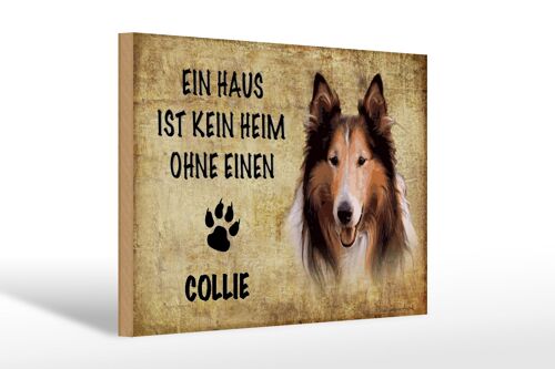 Holzschild Spruch 30x20cm Collie Hund Geschenk