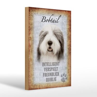 Cartello in legno con scritto regalo giocoso cane Bobtail 20x30 cm