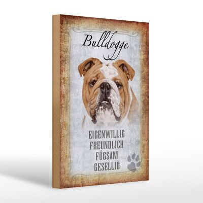 Letrero de madera con texto 20x30cm Perro Bulldog regalo sociable