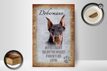 Panneau en bois indiquant un cadeau fidèle pour chien Doberman 20x30 cm 2