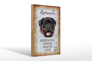 Panneau en bois disant cadeau pour chien Rottweiler 20x30cm 1