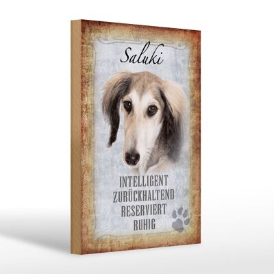 Cartello in legno con scritta "Regalo calmo cane Saluki" 20x30 cm