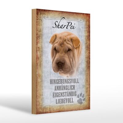 Cartello in legno con scritta "Regalo cane Shar Pei" 20x30 cm