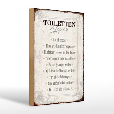 Wooden sign saying 20x30cm toilet rules house gift