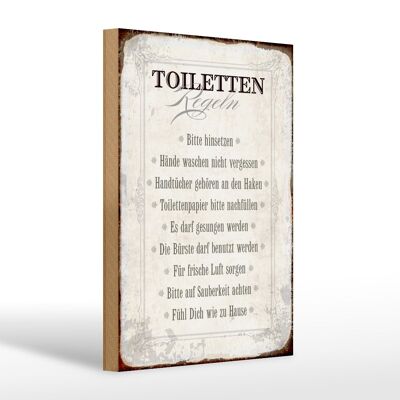 Holzschild Spruch 20x30cm Toiletten Regeln Haus Geschenk