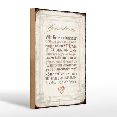 Holzschild Spruch 20x30cm Hausordnung Haus Geschenk