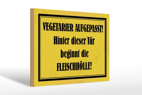 Holzschild Hinweis 30x20cm Vegetarier aufgepasst Geschenk