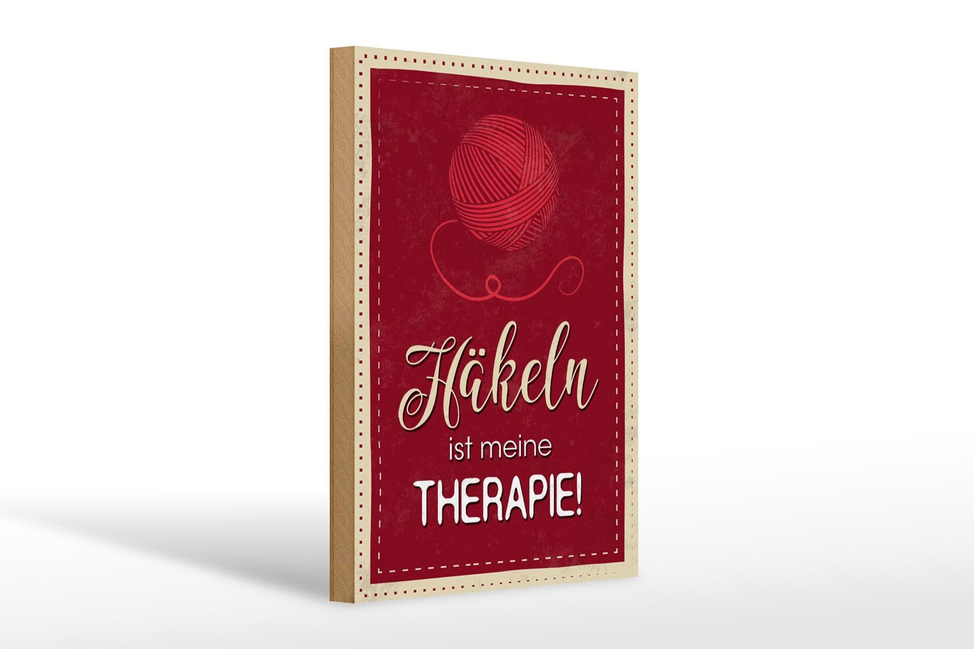 Cartello in legno con scritta 20x30 cm L'uncinetto è la mia terapia