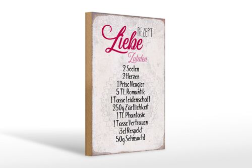 Holzschild Spruch 20x30cm Rezept Liebe Zutaten Geschenk