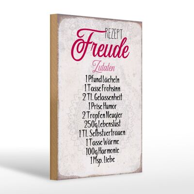 Holzschild Spruch 20x30cm Rezept Freude Zutaten Geschenk