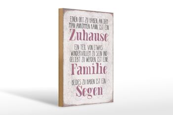 Panneau en bois indiquant 20x30cm La famille à la maison est une bénédiction 1