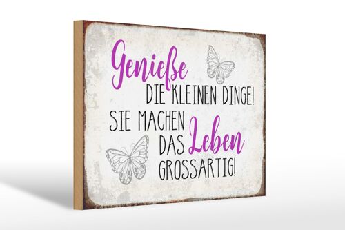 Holzschild Spruch 30x20cm genieße kleine dinge das Leben