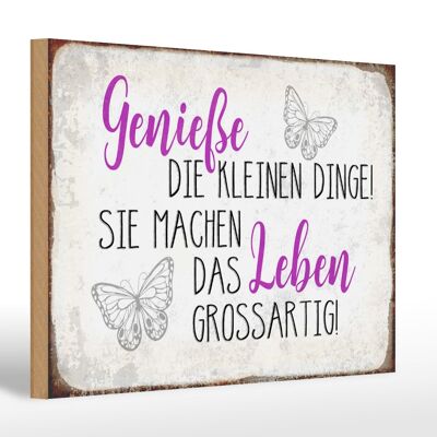 Cartello in legno 30x20 cm con scritta "Goditi le piccole cose della vita".