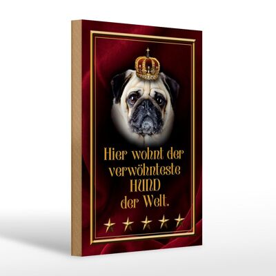 Holzschild Spruch 20x30cm hier wohnt Hund der Welt