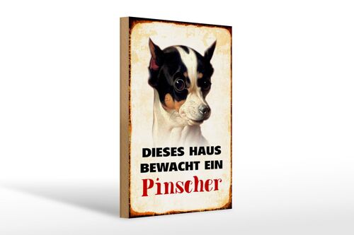 Holzschild Hund 20x30cm dieses Haus bewacht ein Pinscher