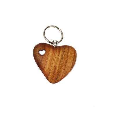 Wooden heart key ring