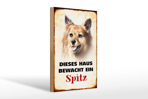 Holzschild Hund 20x30cm dieses Haus bewacht ein Spitz