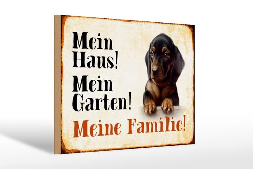 Holzschild Hund 30x20cm Dackel mein Haus Garten Familie