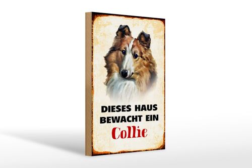 Holzschild Hund 20x30cm dieses Haus bewacht ein Collie