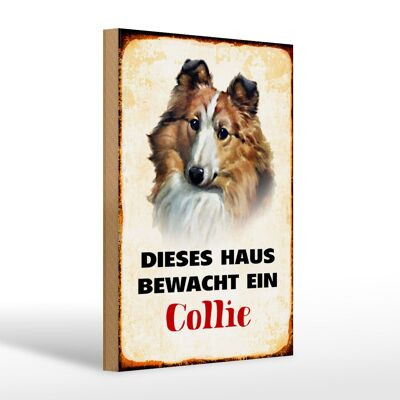 Holzschild Hund 20x30cm dieses Haus bewacht ein Collie