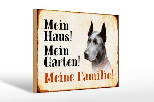 Holzschild Hund 30x20cm Dobermann mein Haus Garten Familie