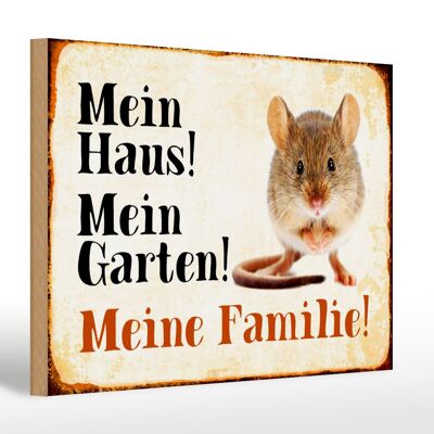 Panneau en bois animaux 30x20cm souris ma maison jardin famille