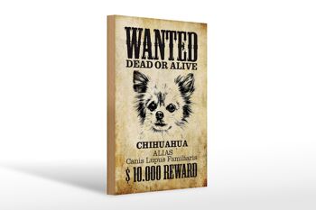 Panneau en bois chien 20x30cm recherché Chihuahua Alias 1