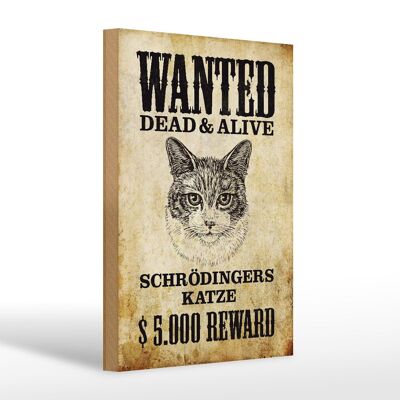 Cartel de madera animales 20x30cm Se busca el gato de Schrödinger