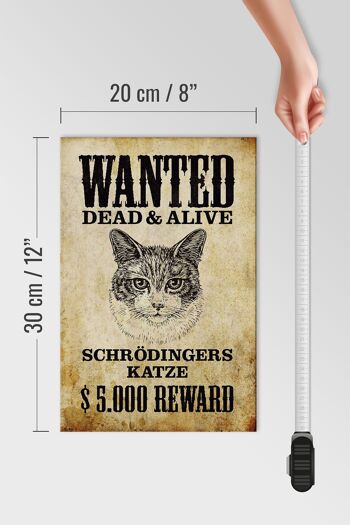 Panneau en bois animaux 20x30cm recherché chat de Schrödinger 4