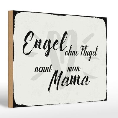 Cartello in legno con scritta 30x20 cm angelo senza ali mamma cuore