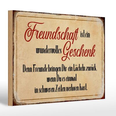 Holzschild Spruch 30x20cm Freundschaft ist ein Geschenk