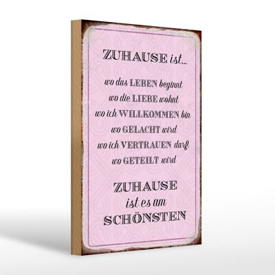 Holzschild Spruch 20x30cm Zuhause ist es am schönsten