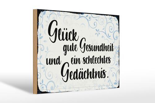 Holzschild Spruch 30x20cm Glück gute Gesundheit Geschenk