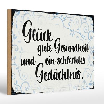 Holzschild Spruch 30x20cm Glück gute Gesundheit Geschenk