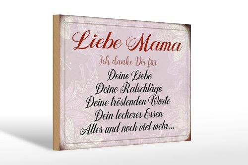 Holzschild Spruch 30x20cm liebe Mama ich danke dir Liebe