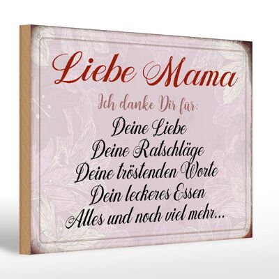 Holzschild Spruch 30x20cm liebe Mama ich danke dir Liebe