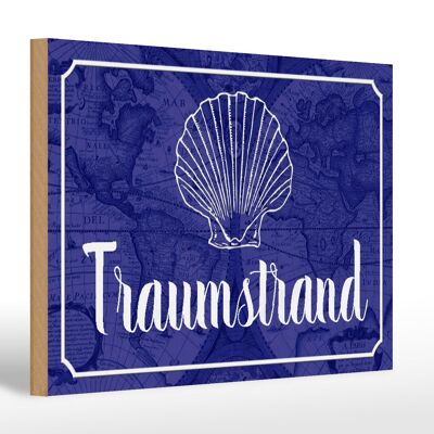 Holzschild Spruch 30x20cm Traumstrand Meer Urlaub