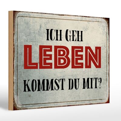 Holzschild Spruch 30x20cm geh leben kommst du mit Retro