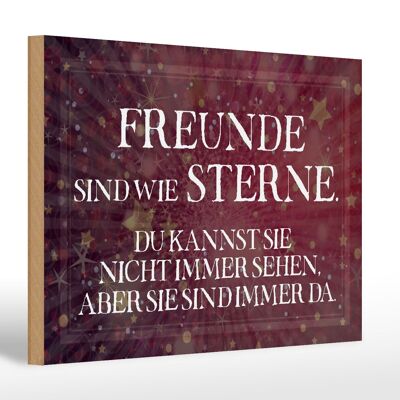 Wooden sign saying 30x20cm friends are like stars gift