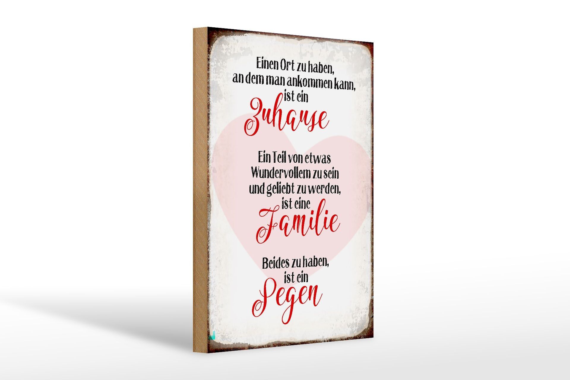Holzschild Spruch 20x30cm Zuhause Familie Segen Herz