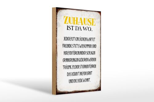 Holzschild Spruch 20x30cm Zuhause ist da wo Liebe Herzen