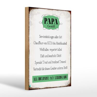 Panneau en bois disant 20x30cm Papa GmbH 24/7 pour la vie