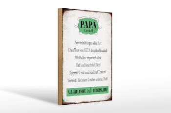 Panneau en bois disant 20x30cm Papa GmbH 24/7 pour la vie 1