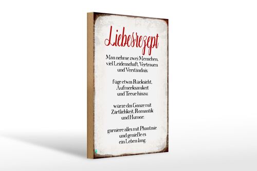 Holzschild Spruch 20x30cm Liebesrezept Retro Geschenk