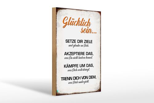 Holzschild Spruch 20x30cm glücklich sein glaube an dich